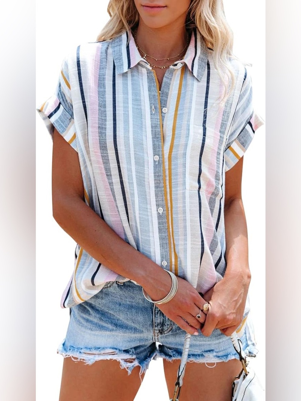 SySea Striped Short-Sleeve Button-Up Shirt